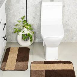 Saral Home Brown Polypropylene Modern Bathmat-43