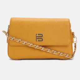BAGATT Yellow Leather Solid Sling Handbag-45
