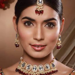 Aatmana Gold-Plated Kundan Stone-Studded & Beaded Necklace & Earrings With Maangtikka for Women-32