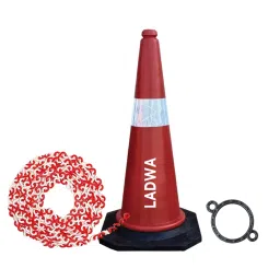 Ladwa 750 mm Reflective stripes Normal Traffic Safety Cone and Cone Ring 85 pcs with Plastic Chain 85 m-31