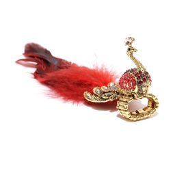 YouBella Antique Gold-Toned & Red Peacock-Shaped Stone-Studded Ring-image-21