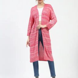 MADAME Hot Pink Viscose Blend Print Shrug-31
