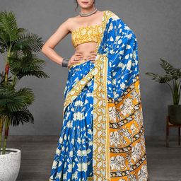 LeeliPeeri Designer Ajrak Block Print Saree-9
