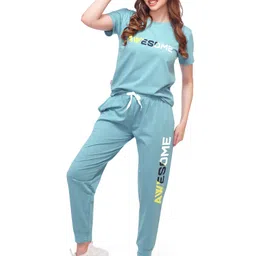 Lotik Women Printed Cotton T-Shirt With Joggers Co-Ords-picture-17