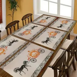 Aura 6Pcs White & Black Printed Table Placemats-12