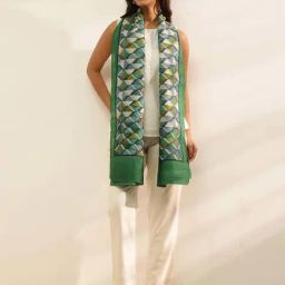Fabindia Green Regular Fit Printed Stole-37
