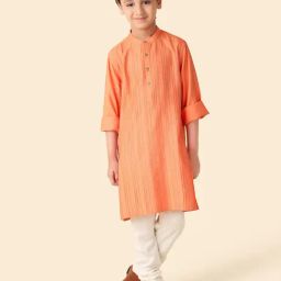 Fabindia Kids Orange Printed Full Sleeves Kurta-image-47