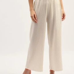 Madame Off White Polyester Tapered Fit Solid Trouser-image-51