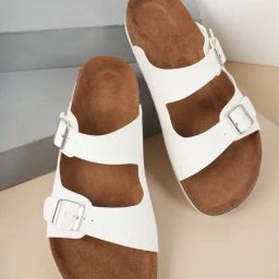 Mozafia Women's Beige Slides-picture-0