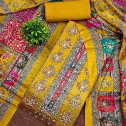 LeeliPeeri Designer Geometric Printed Beads And Stones Unstitched Dress Material-picture-26