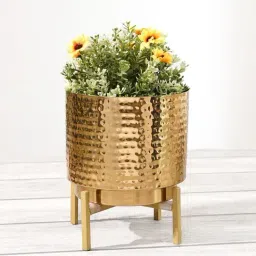 BEHOMA Gold Metal Hammered Planter (7.8 Inch)-image-31