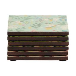 Chumbak Wooden Multicolor Coasters -Farm Garden - Set of 6 image 3