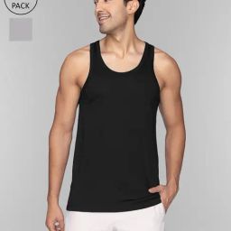 XYXX Black & Light Grey Round Neck Vest - Pack of 2-image-42