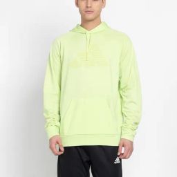 adidas Lime Green Regular Fit Logo Print Hooded Sweatshirt-image-42