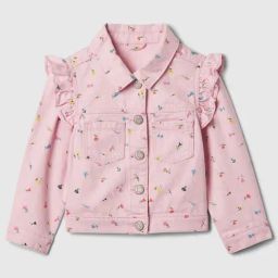 GAP Girls Pink Cotton Floral Jacket-image-1