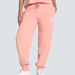 Puma Pink Regular Fit Logo Printed Joggers-picture-16