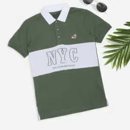 Pantaloons Junior Boys Elm Green Color Block Polo T-Shirt-picture-9