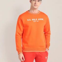 U.S. Polo Assn. Orange Regular Fit Printed Sweatshirt-10