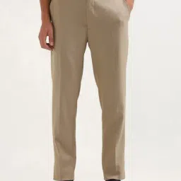 Arrow Beige Slim Fit Self Pattern Trousers-picture-43