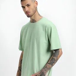 GLOWBERRY Men Solid Organic Cotton Oversized T-shirt-picture-3