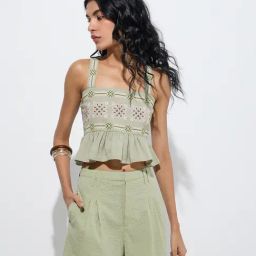 Bombay Paisley by Westside Sage Embroidered Cotton-Blend Top-image-55