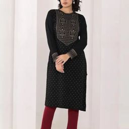 Juniper Black Printed Straight Kurta-image-73