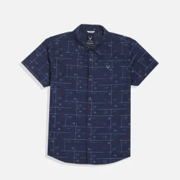 Allen Solly Kids Navy Printed Regular Fit Shirt-picture-8