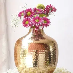 BEHOMA Golden Metal Flower Vase (7.8 Inch)-image-51