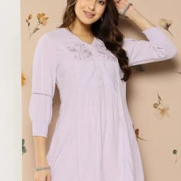 Nayam by Lakshita Purple Viscose Embroidery Kurti-16
