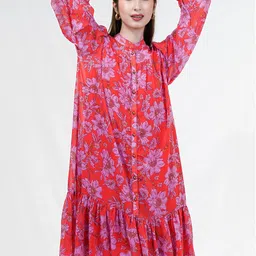 COSMIC TRIO Women Floral Printed Drop-Waist Dress-image-35