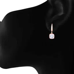 Jazz and Sizzle Rose Gold-Plated Cubic Zirconia Studded Square Drop Earrings image 2