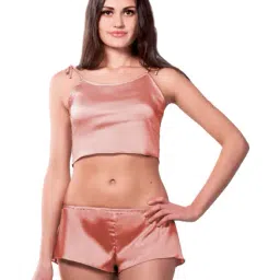 Miss Chase Peach Satin Shorts Set-picture-18