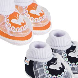 NESKA MODA 0 To 6 Months 2 Pair Set Combo Newborn Baby Girls Skin-Friendly Cotton Frill Booties-49