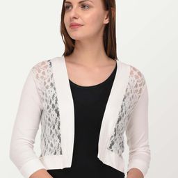 Espresso Off-White Solid Open Front Shrug-15