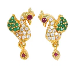 DressBerry Peacock Shaped American Diamonds Studs Earrings-19