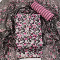 ASISA Geometric Printed Unstitched Dress Material-image-10