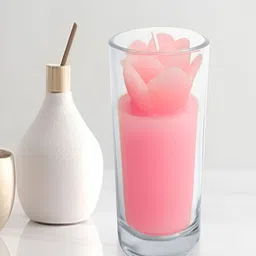 PROKART Pink & Transparent 1 pieces Pillar Candle-image-2