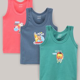 CUCUMBER Sleeveless Printed Vests Pack of 3 - Green Blue Red-22
