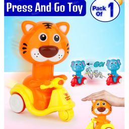 Fiddlerz Press and Go Scooter Toys Animal Themed Bike Head Rotating Push Down to Move Forward Fun Learning Playset for Toddlers Boys and Girls- (Pack of 1)-11
