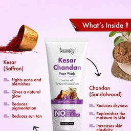KURAIY Set Of 3 Kesar Chandan Multani Mitti & Charcoal Face Wash  -75ml Each image 3