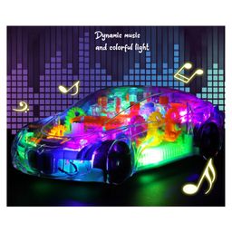 Fiddlerz 360 Degrees Rotating Transparent Car With Music & 3D Flashing Lights - Multicolour image 3