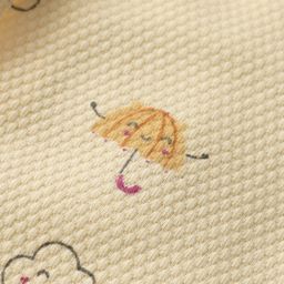 Tango Popcorn Knit Half Sleeves Front Open Jhabla with Cloud & Umbrella Print - Yellow image 3
