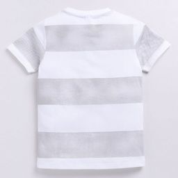 Ginie Boys Typography & All Over Stripe Printed Breathable Tshirt image 2