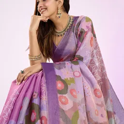 MORDEN MUSE Printed Tissue Silk Saree With Blouse Piece-picture-46