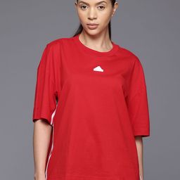 ADIDAS Striped Detail Drop-Shoulder Sleeves Relaxed Fit Pure Cotton Express T-shirt-24
