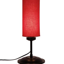 Devansh Red & Brown Solid Traditional Cylindrical Table Lamp image 4