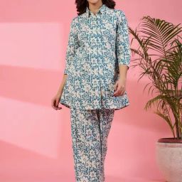 SAY Teal Printed Pyjamas Set-image-98