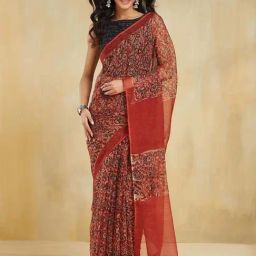 Fabindia Red Regular Fit Printed Saree-image-36