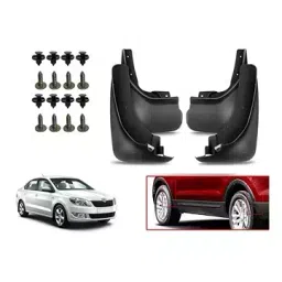 Auto Pearl Front and Rear Mud Guard For Skoda Rapid (Black) Set of 4 Pcs-46