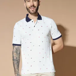GLITO Men Printed Polo Collar Pockets Slim Fit T-shirt-image-29